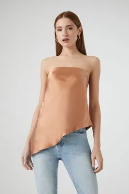 Women's Satin Asymmetrical Strapless Top