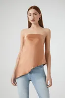 Women's Satin Asymmetrical Strapless Top Small