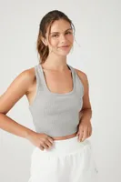 Women's Active Cropped Racerback Tank Top in Heather Grey Large