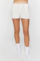 Women's Colorblock Button-Front Pajama Shorts in Tan/White Small