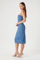 Women's Strapless Denim Midi Dress Medium