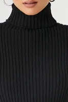 Women's Turtleneck Mini Sweater Dress Black,