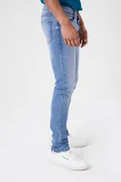 Men Stone Wash Skinny Jeans Medium Denim,