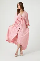 Women's Butterfly-Sleeve Flounce Maxi Dress