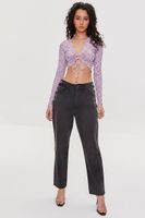 Women's Ribbed Space Dye Crop Top in Pink Medium