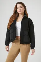 Women's Faux Shearling Bomber Jacket Large