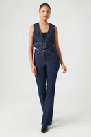 Women's Cropped Pinstripe Denim Vest , XS