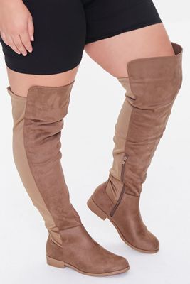 Women's Thigh-High Faux Suede Boots (Wide) in Taupe, 7.5