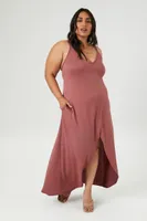 Women's Crisscross Tulip-Hem Maxi Dress Marsala,