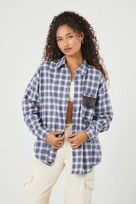 Women's Aerosmith Flannel Shirt in Blue Small