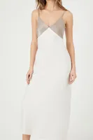 Women's Satin Colorblock Maxi Slip Dress