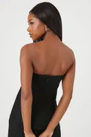 Women's Satin Longline Tube Top Black