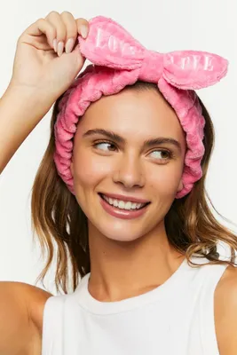 Love Graphic Bow Headwrap in Pink