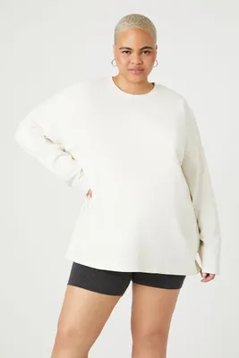 Women's Oversized Long-Sleeve Top in White, Size 1X