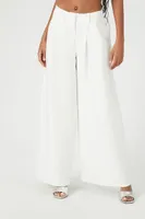 Women's High-Rise Wide-Leg Pants in White Medium