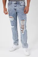 Men Recycled Cotton Distressed Jeans in Medium Denim, 31