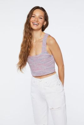 Women's Marled Sweater-Knit Crop Top Rose Petal