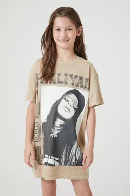 Girls Aaliyah T-Shirt Dress (Kids) in Taupe, 13/14