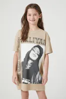 Girls Aaliyah T-Shirt Dress (Kids) in Taupe, 13/14