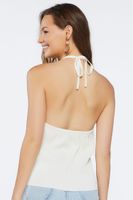 Women's Plisse Halter Top in Cream Small