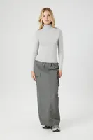 Women's Fitted Turtleneck Sweater in Heather Grey Large