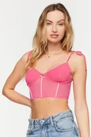 Women's Mesh Tie-Strap Bustier Hot Pink