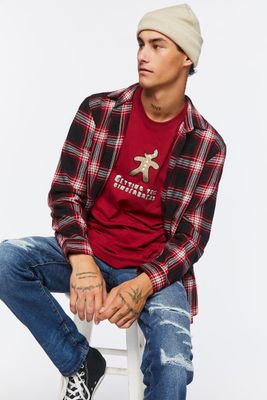Men Gingerbread Man Graphic Tee in Burgundy Small