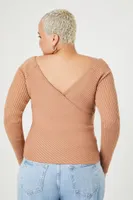 Women's Ribbed Crossover Top in Maple, 0X