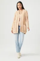 Women's Open-Front Cardigan Sweater in Taupe Large