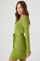 Women's Sweater Mini Wrap Dress in Herbal Green Medium