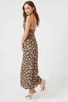 Women's Floral Print Cami Maxi Dress in Black Small