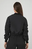 Women's Cropped Bomber Jacket in Black Medium