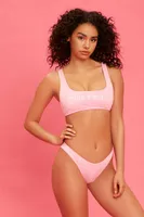 Women's Ribbed Juicy Couture Bikini Bottoms in Pink Small