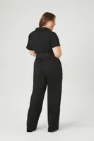 Women's Zip-Up Denim Jumpsuit Black,