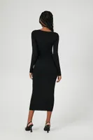 Women's Twist-Front Maxi Sweater Dress in Black, XS