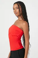 Women's Foldover Tube Top in Fiery Red Medium