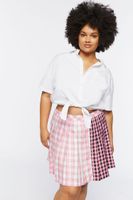 Women's Reworked Plaid Mini Skirt in Pink, 0X