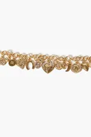 Women's Rhinestone Charm Bracelet in Gold