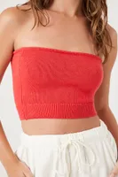 Women's Cropped Sweater-Knit Tube Top in Watermelon Small