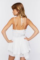 Women's Surplice Tiered Mini Dress in White, XL