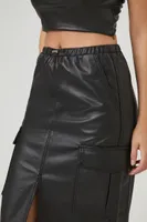 Women's Faux Leather Maxi Slit Skirt