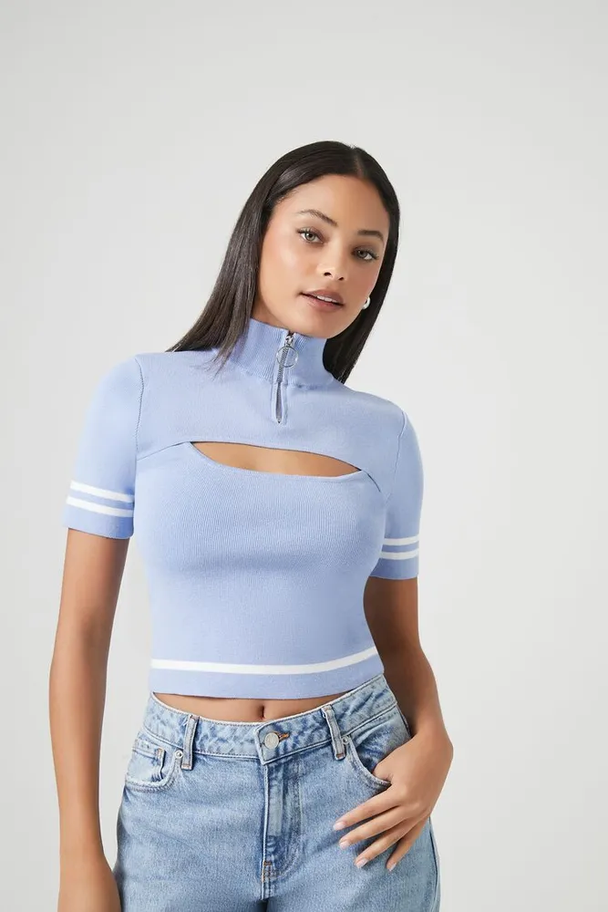 Women's Sweater-Knit Cutout Crop Top