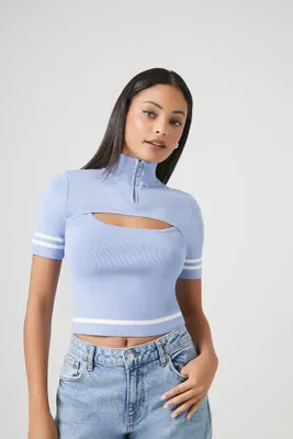 Women's Sweater-Knit Cutout Crop Top Medium