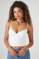 Women's Surplice Cropped Cami in White, XL