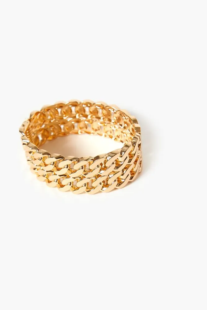 Women's Curb Chain Cuff Bracelet in Gold