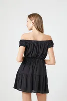 Women's Off-the-Shoulder Mini Dress in Black, XS