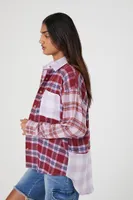 Women's Oversized Colorblock Plaid Flannel Shirt in Dusk Small