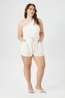 Women's Tie-Waist Paperbag Shorts in Ivory, 4X