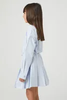 Girls Striped Shirt Dress (Kids) in Blue/White, 5/6