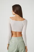 Women's Sheer Mesh Crop Top White